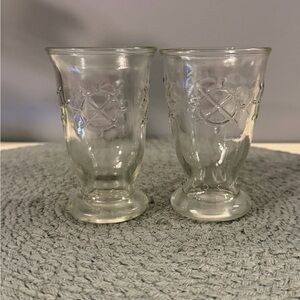 Vintage Clear Glass Embossed Nautical Tumbler - Pair